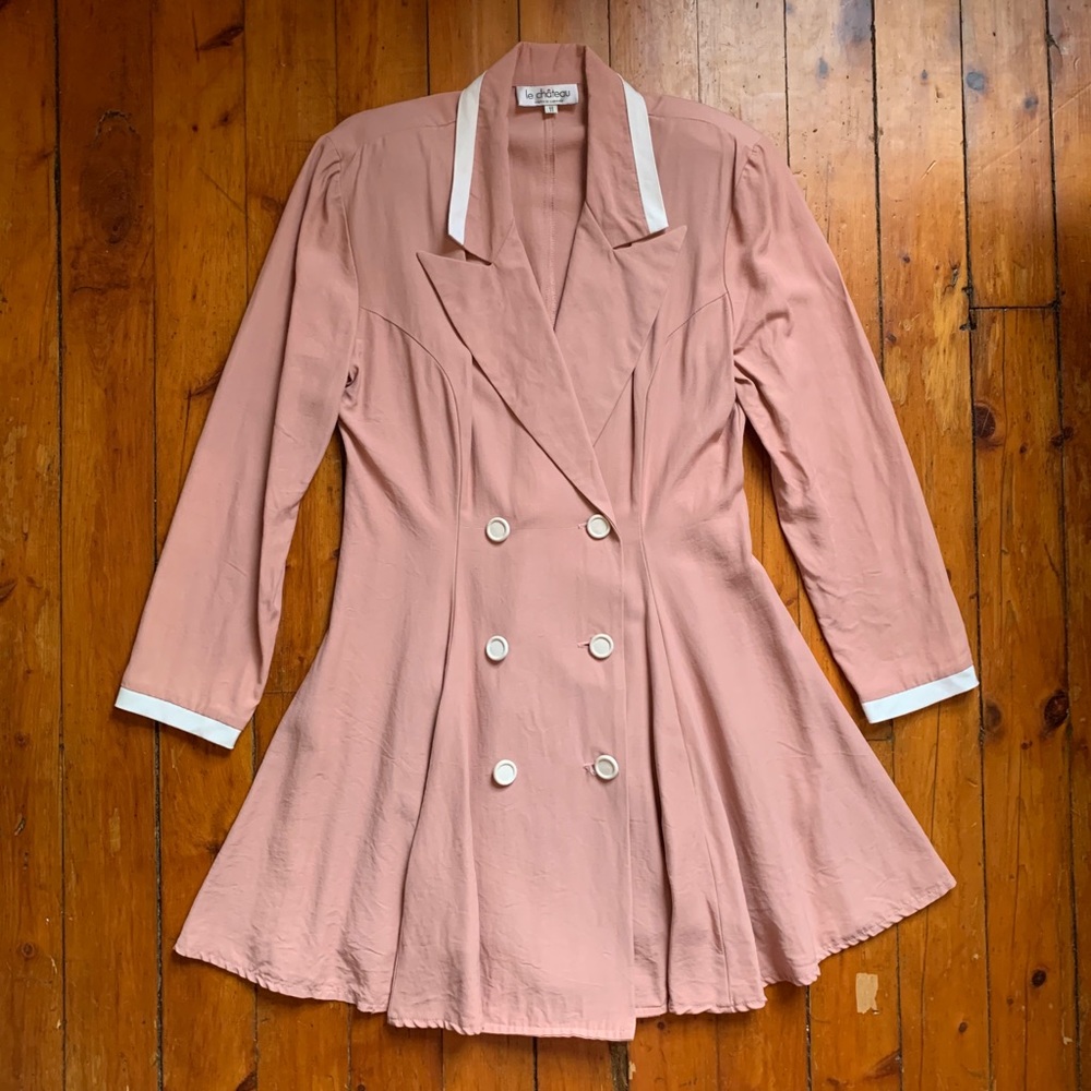 90s Le Chateau Pink Long Sleeve Dress with Padding